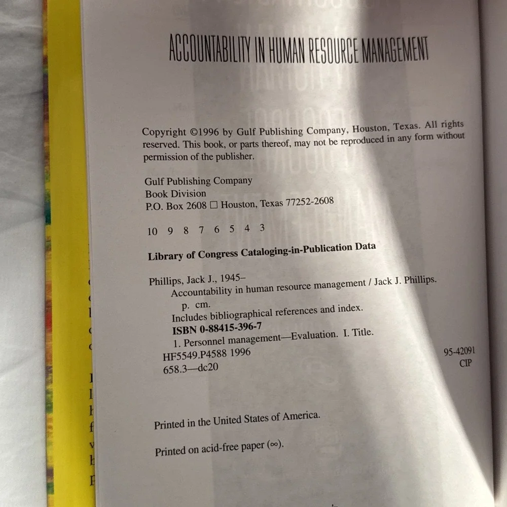 Accountability in Human Resource Management: By Jack J. Phillips New (Other)